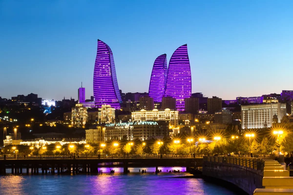 Night view of the Flame Towers